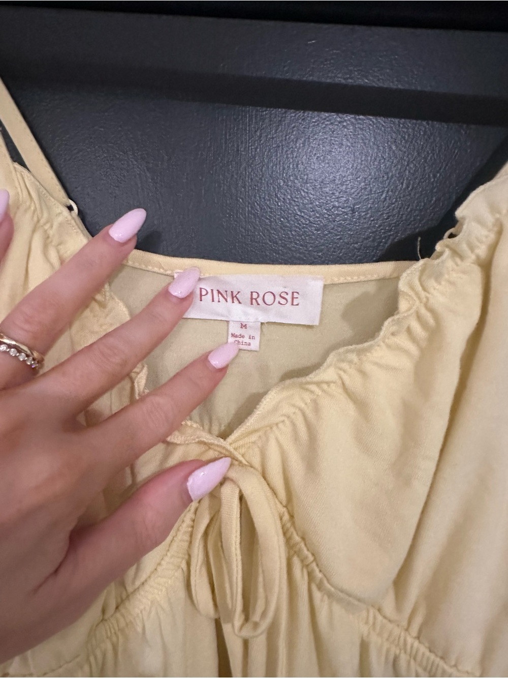 Pink Rose Pale Yellow Ruffle Top - Picture 3 of 3